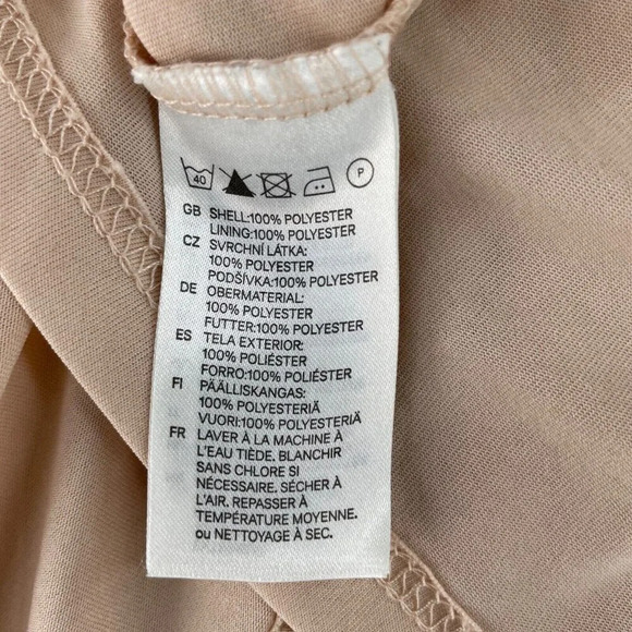 H&M Maxi Dress Womens Sz S Beige Shirred Chiffon Sleeveless Bridesmaid Ruched - Picture 5 of 7